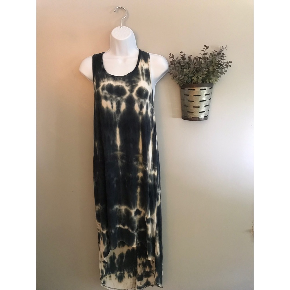 Tie dye high low open back dress